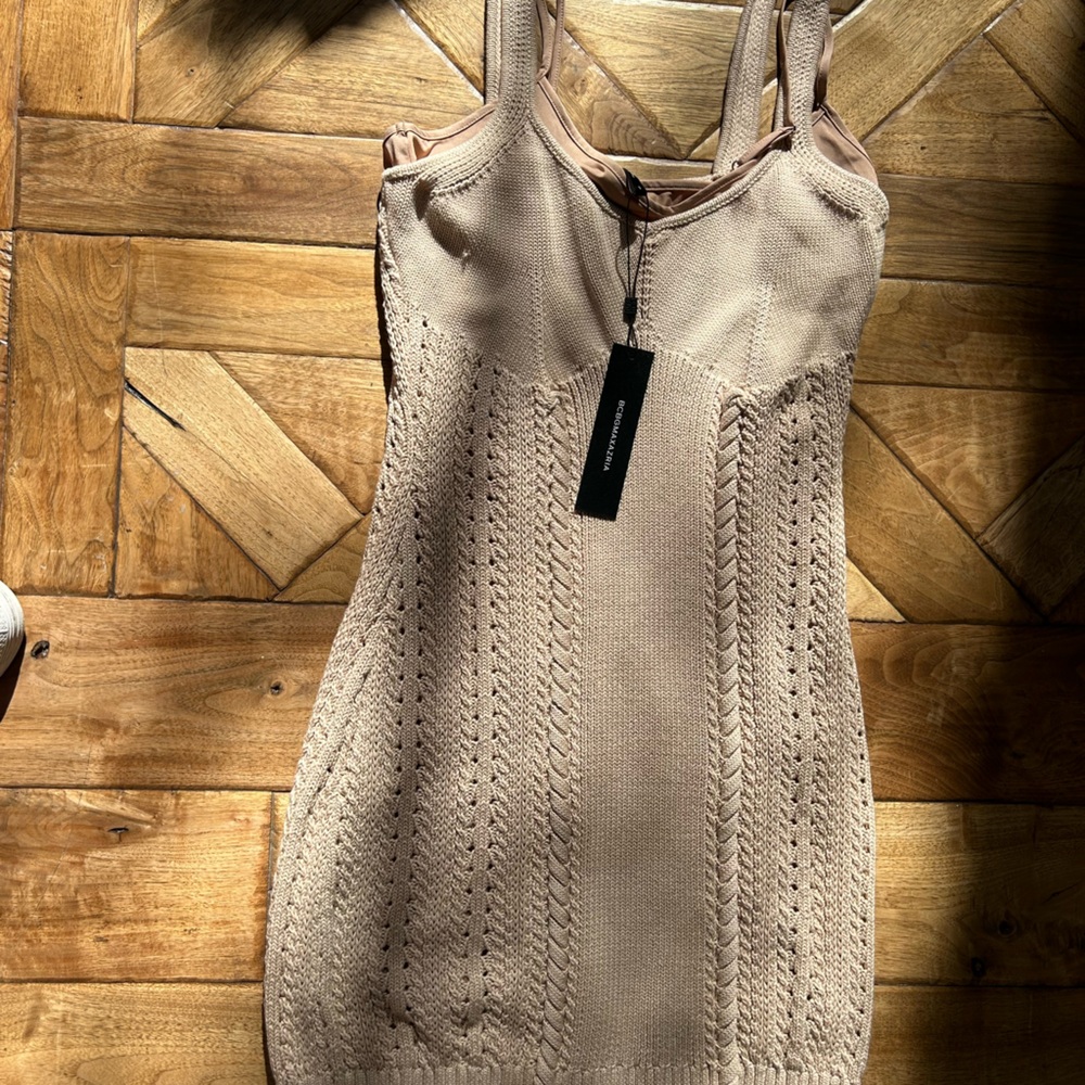 BCBGMaxAzria Beige Small Knit Mini Dress